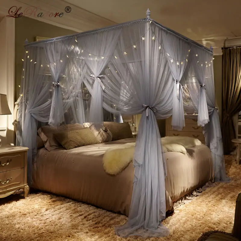 No Frame Luxury Lace Canopy Insect Mosquito Net Bed Netting Full Queen King Size
