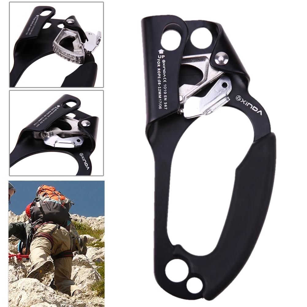 10KN Capacity Rock Climbing Right Hand Grasp Magnalium Ascender Device 9x21cm Statics Riser For 8 12mm