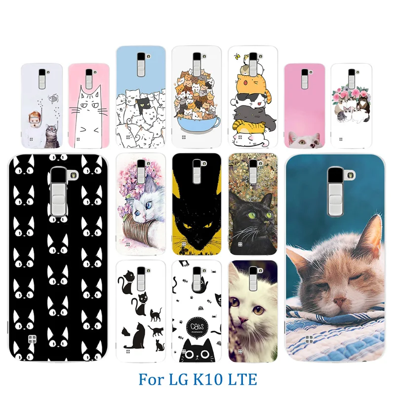 Чехлы для телефонов LG K10 LTE K420N K430 K430ds F670 мягкий матовый чехол Luck Cat Pattern K410