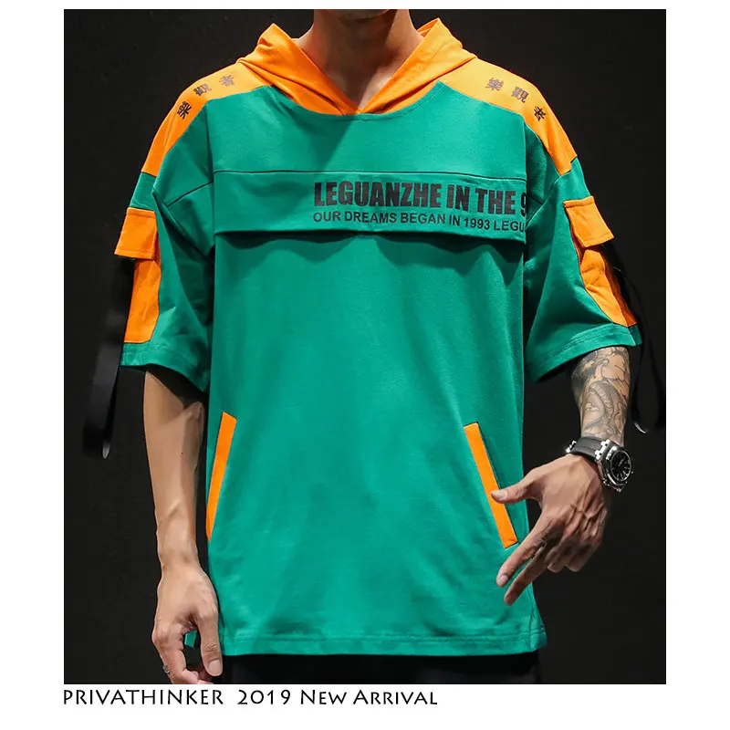 

Privathinker Men Japanese Style Fashion T shirt Streetwear 2019 Mens Hat Hip Hop Casual T-shirt Male Harajuku Summer T shirt 5XL
