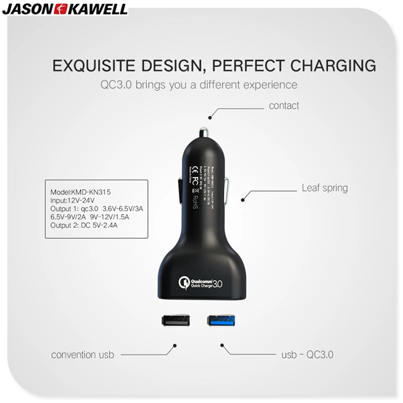 100 шт Быстрая зарядка 3,0 Автомобильное зарядное устройство двойной USB QC 3,0 2,0 A Мобильный телефон умный адаптер быстрой зарядки с дисплеем параметров