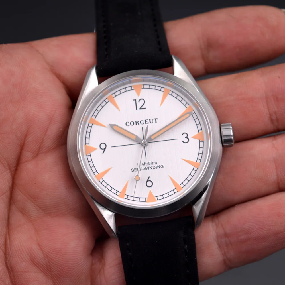 

41mm Corgeut Automatic Sapphire Crystal Automatic Date Men's Watch white dial G01