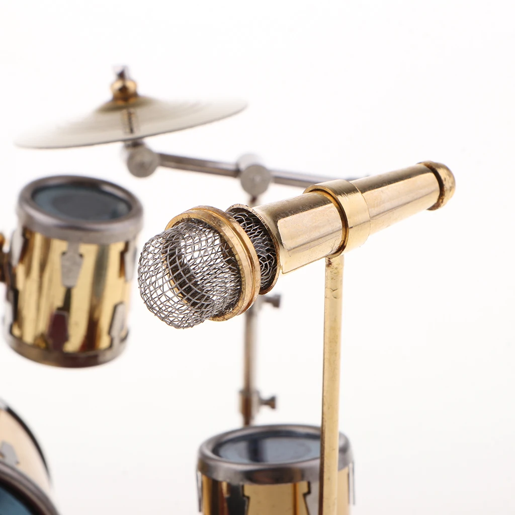 Miniature Drum Set Kit Musical Instrument Model Figurine for Music Lovers 14 x 11 x 10cm