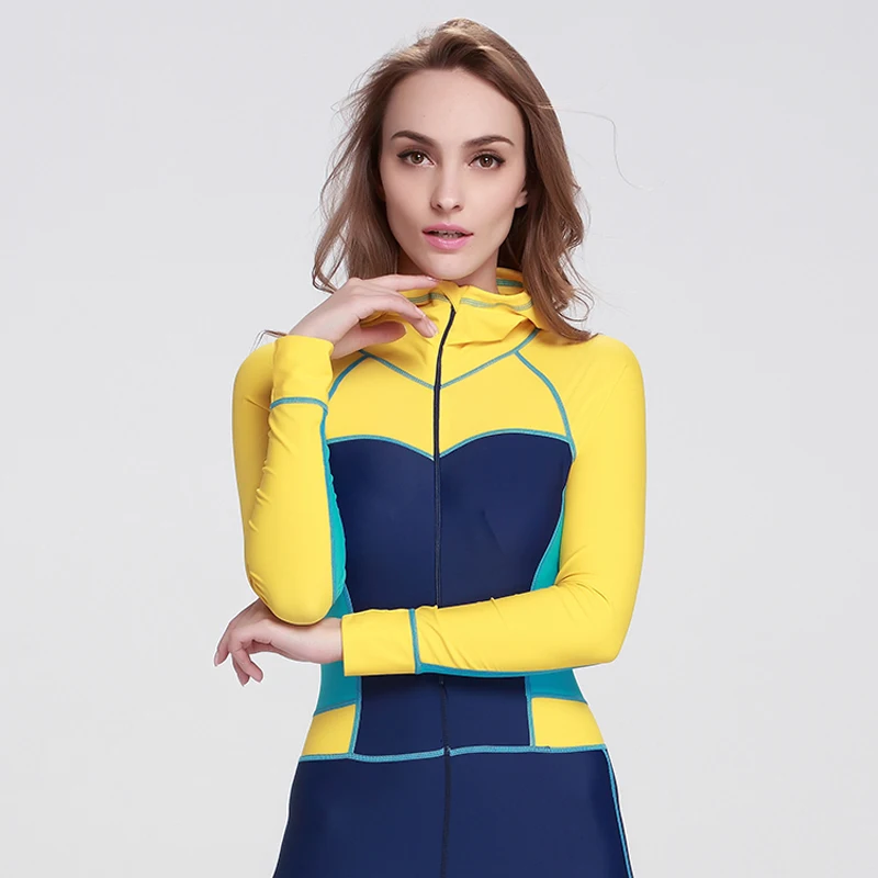 SBART Lycra Женский гидрокостюм с длинным рукавом для дайвинга, цельный гидрокостюм для подводной охоты, серфинга, гидрокостюмы с капюшоном, гидрокостюм для дайвинга, Рашгард