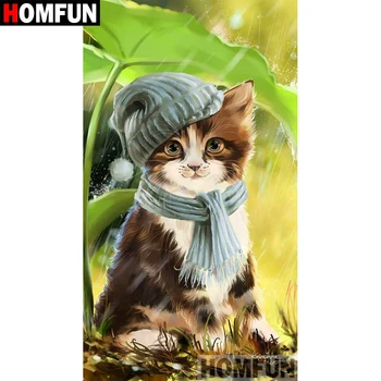 

HOMFUN Diamond Painting Full Square/Round Drill 5D DIY "Animal cat" Daimond Embroidery Rhinestone Cross Stitch Decor A09510