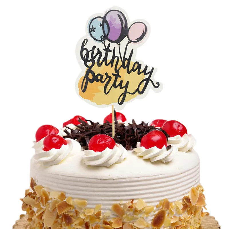 20 упак./лот Топпер для торта в форме сердца флаги Happy Birthday воздушные шары Gillter Торт Топперы дети для свадьбы или «нулевого дня рождения» вечерние выпечки DIY Декор - Цвет: Birthday Balloons