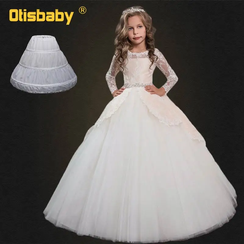 

Children's Summer 2019 Lace Flower Wedding Evening Long Party Dresses for Girls Ceremony Princess Birthday Gown Vestido Infantil