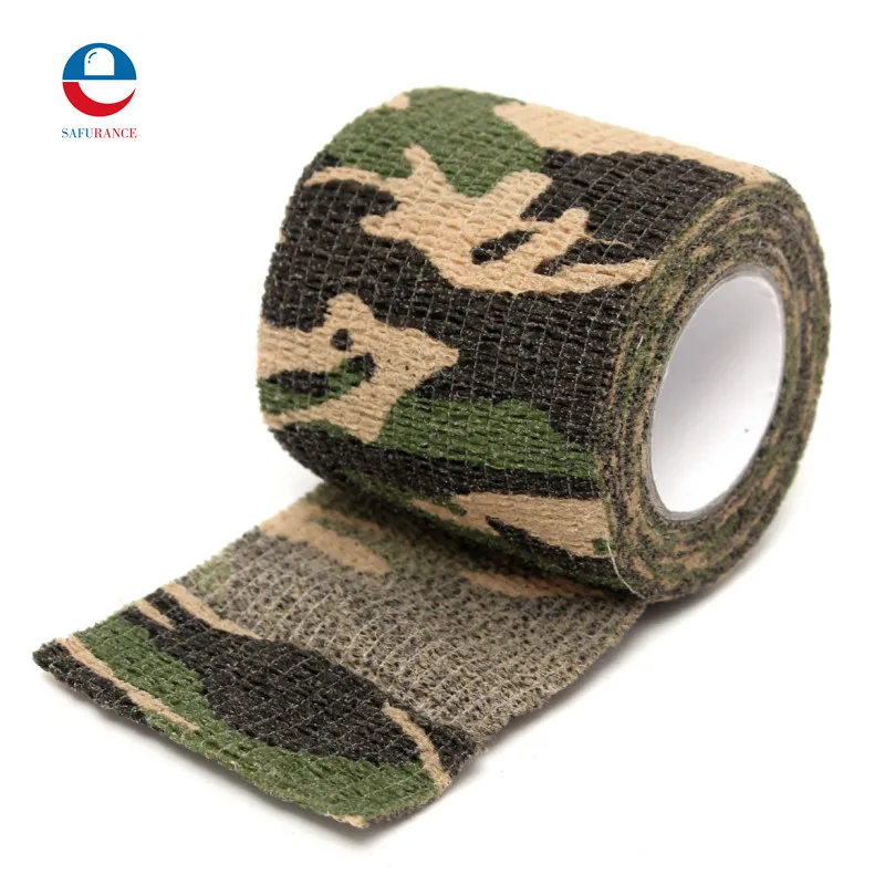 

Safurance 1Pcs Anti-slip Non-Woven Self-Adhesive Elastic Bandage Camouflage Color Sports Tape For First Aid Kits Accessorie