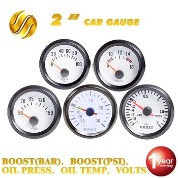 

Dragon Gauge 2" 52mm Bar Turbo Boost Temperature Gauge -1~2 Bar Oil Temp for Auto Blue Light Black Rim 12V