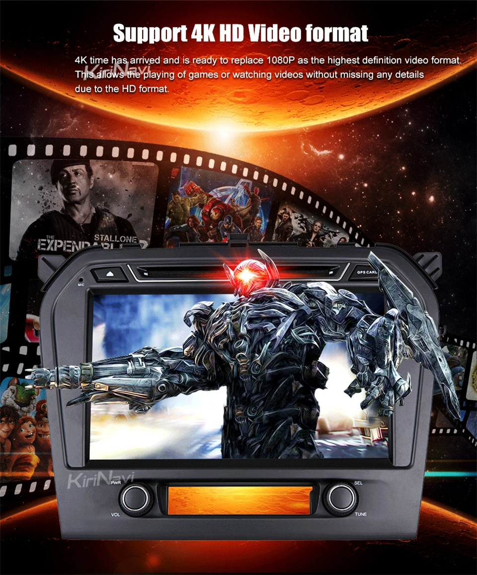 Best KiriNavi Octa core 4G LET android 7 car radio for Suzuki Grand Vitara dvd gps 2015 - 2017 support 4K Video 4G 9