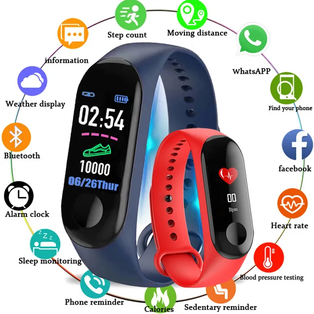 

M3 color screen outdoor fitness IP67 waterproof pedometer sports running calorie counting tracker heart rate monitoring watch