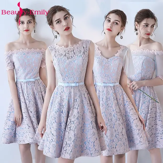 Beauty Emily Lace Short Bridesmaid Dresses 2017 Vestidos Para Festa Beauty Emily Lace Short Bridesmaid Dresses 2017 Vestidos Para Festa Sleeveless Knee Length