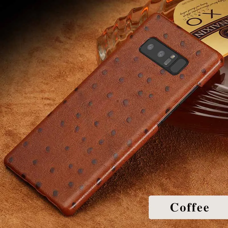 03-Shallow coffee Wangcangli брендовый чехол для телефона из страуса, полуобернутый чехол для телефона, для Samsung Note 8, чехол для телефона, полностью ручной работы, на заказ - Color: 03-Shallow coffee