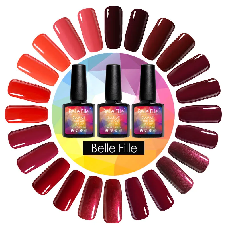 

Belle Fille Rose Wine Red Series Color Gelpolish UV Gel Soak Off Gel Nail Polish 10ml Nail Polish UV LED Gel Varnish