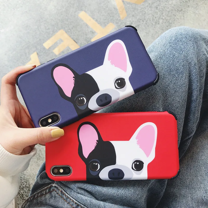 

Liquid Silicone Feel French Bulldog Cute Cartoon Dog Heavy Protection Case Back Cover Shell For iPhone 6 6s 7 8 Plus X XS Max XR