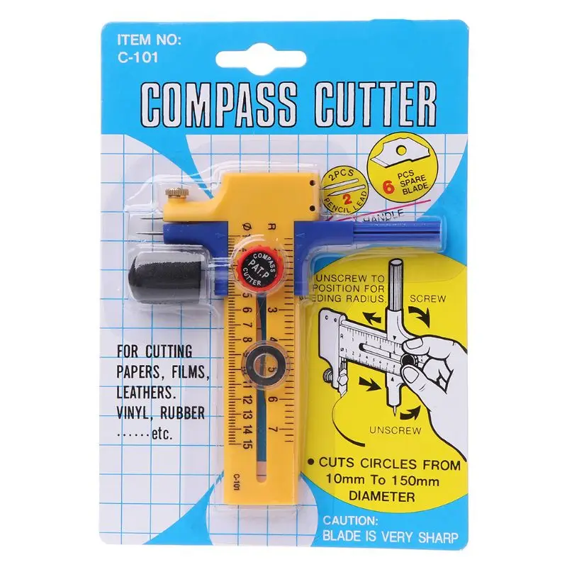 

10-150mm Compass Circle Cutter Adjustable Round Cutting Tool For Paper Cardboard Vinyl Rubber Leather
