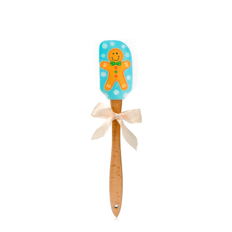 Snowman Silicone Spatula with wood Handles, Kitchen Utensils for Baking and Cooking-Christmas gift