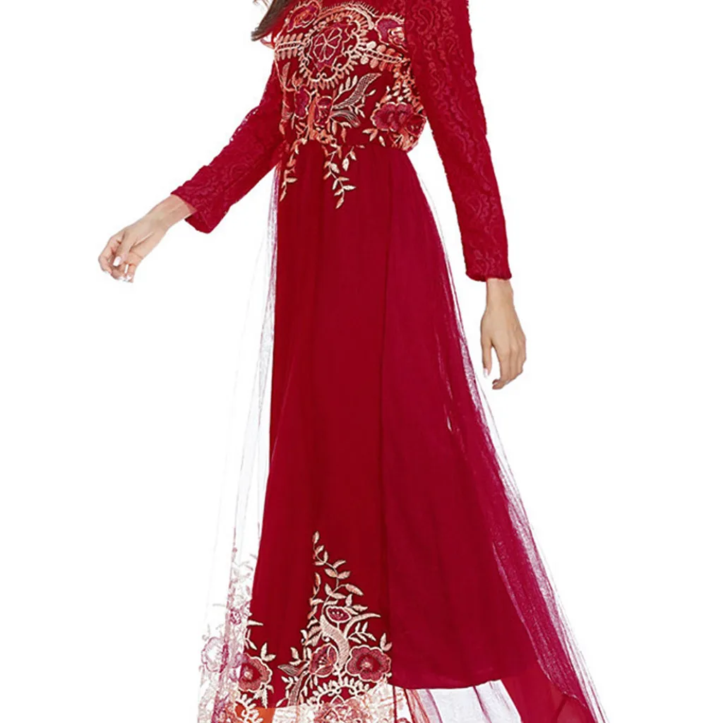 abaya Дубай роскошный высокий класс Блестки Женщины мусульманский Арабский исламский Средний Восток Твердые печати кружева абайя с длинным рукавом DressY57