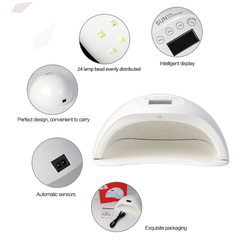 Dorame SUN5 PLUS 48W UV Lamp Dual UV LED Nail Dryer Nail Lamp Gel Polish Curing