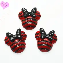 Минни Маус, черный, красный цвет, цветной зигзагообразный профиль, полоса, Плоская Задняя отделка, 50 шт./партия, 27*29 мм