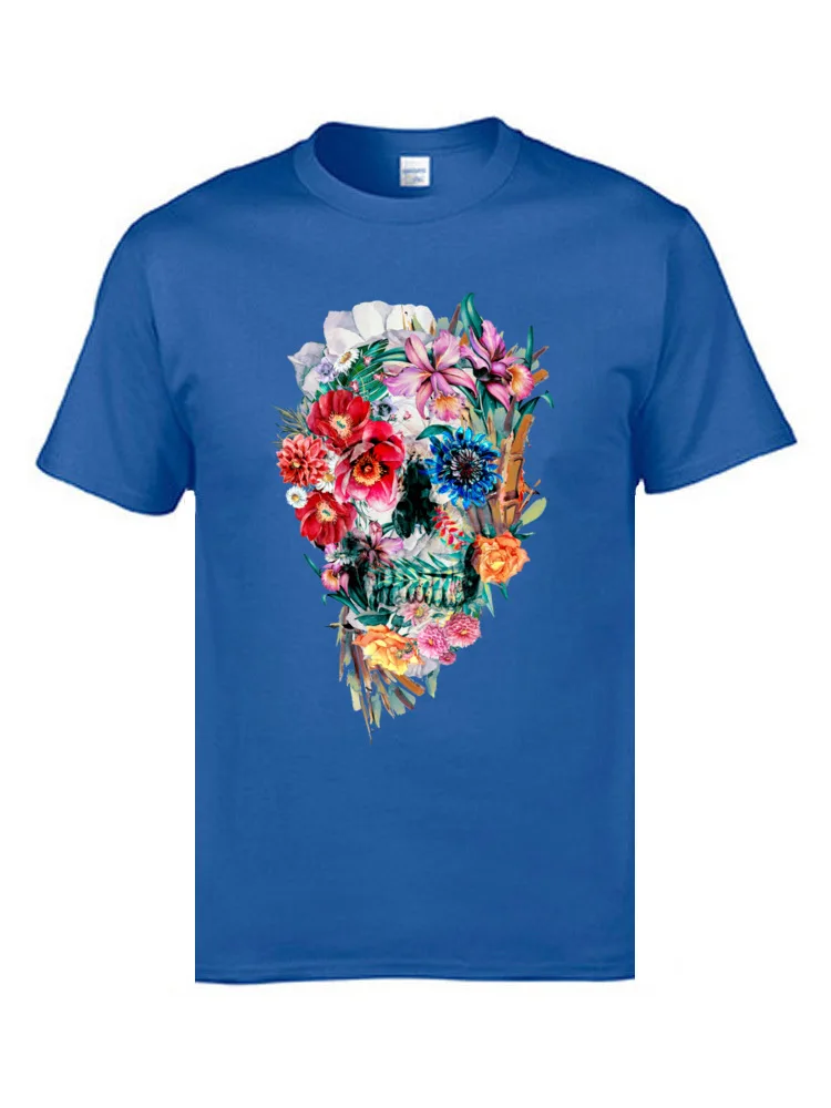 Momento Mori VI O Neck Top T-shirts Summer Autumn Tops Shirt Short Sleeve Plain Pure Cotton Normal Tees Printed Adult Momento Mori VI blue