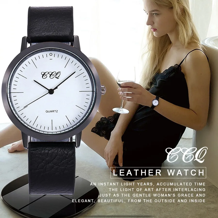

CCQ Brand New Fashion Women Wristwatches Casual Leather Simple Face Quartz Watches Gift Clock Relogio Feminino Drop Shipping