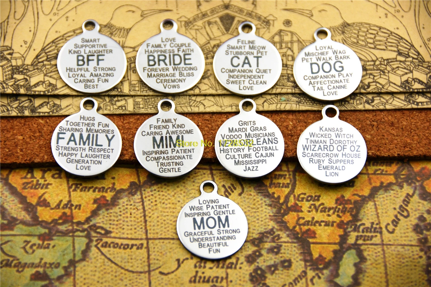 Подвески из нержавеющей стали BFF/BRIDE // DO/FAMILY/MIMI/NEW ORLEANS/WIZARD OF OZ/MOM 20 шт. | Украшения и