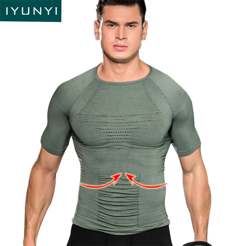 IYUNYI Men Body Shapers Shapewear Fitness Shirt Casual Mens Thin