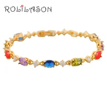 Noble Gold Tone Bracelets AAA Zircon & Beautiful Color Crystal Health Nickel & Lead free Fashion jewelry TB243