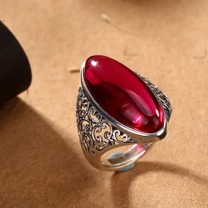 V. YA овальные 925 пробы серебряные кольца с черным/красным/желтым/белым цветом полудрагоценный регулируемый размер кольцо с камнем женские ювелирные изделия - Цвет основного камня: Style 3