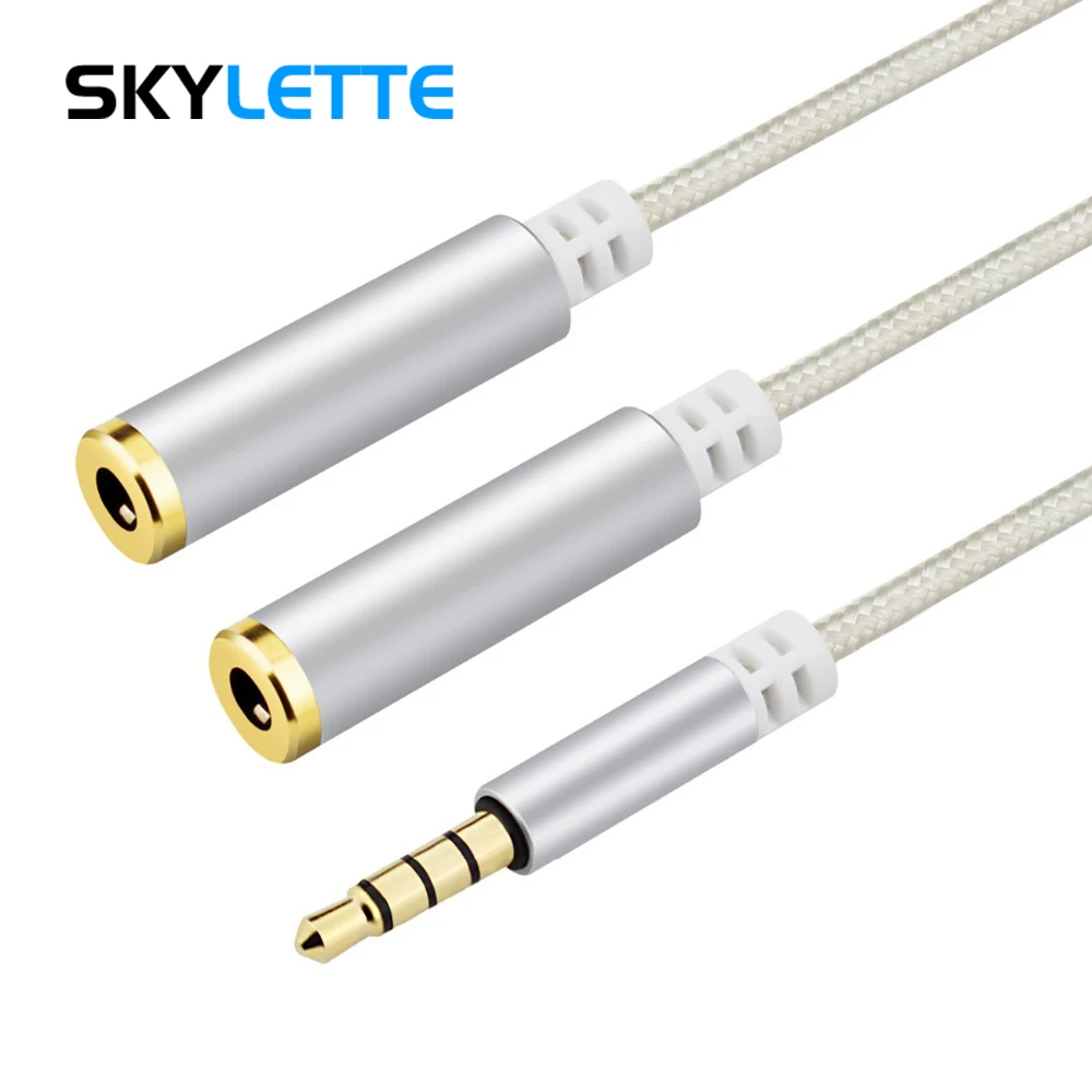 

Couple Sharing Music Headphone Splitter Aux Cable Male to Female 1 to 2 Jack 3.5mm TPE Adapter for iPhone Samsung Tablet