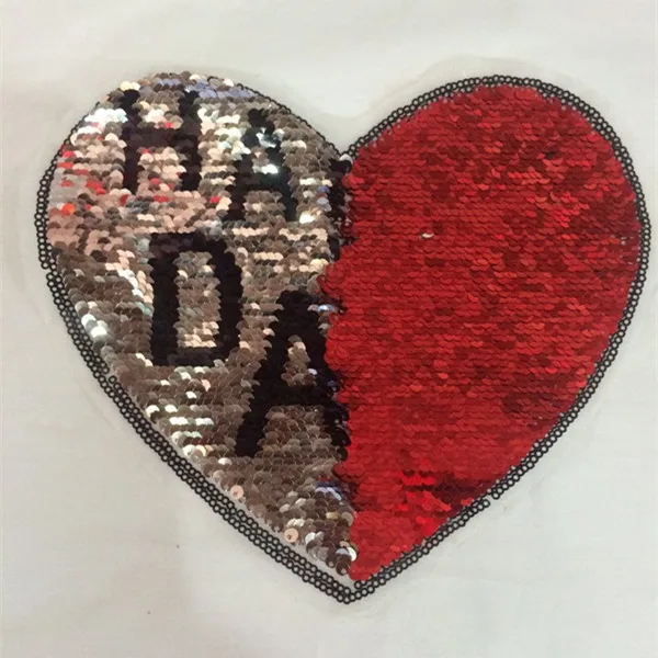 

HAPPY DAYS red sliver patch flip the double-sided color sequins deal with it patches for clothing free shipping