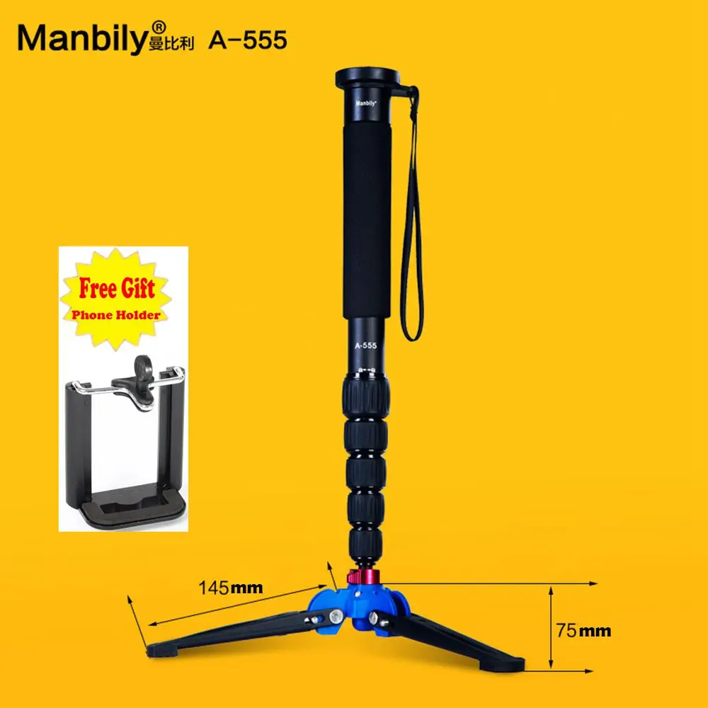 

Manbily A-555 1600cm Professional Walking Stick Unipod Video Tripod Monopod with M-1 Mini Tripod Holder for Canon Nikon DSLR