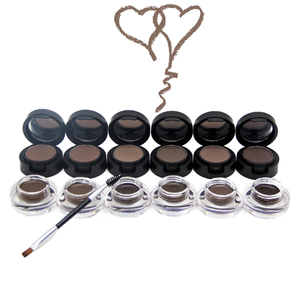 SANIYE 2 в 1 водонепроницаемый BrowGel пудра для бровей Гель для бровей крем с кисточкой карандаш для бровей косметические тени для бровей Помпона