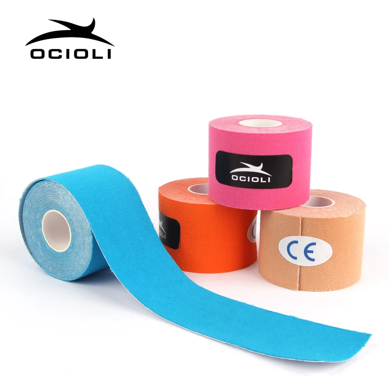 1 لفة شريط لاصق لفة CottonElastic لاصق العضلات ضمادة سلالة إصابة دعم الركبة منصات كرة القدم الكرة الطائرة دعامة الركبة