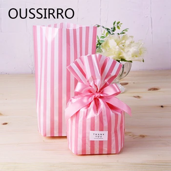 

10Pc 14x20cm Stripe Multicolor Cookies OPP Plastic Bag Cake Nougat Biscuit Bags Baking Cookie Gift Bag Party Supplies Decoration