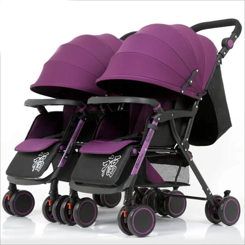 6-Color tube purple Можно разбирать двойную коляску, переносные коляски для близнецов, можно складывать в сложенном виде, детские коляски для новорожденных, можно комбинировать цвета - Цвет: 6-Color tube purple