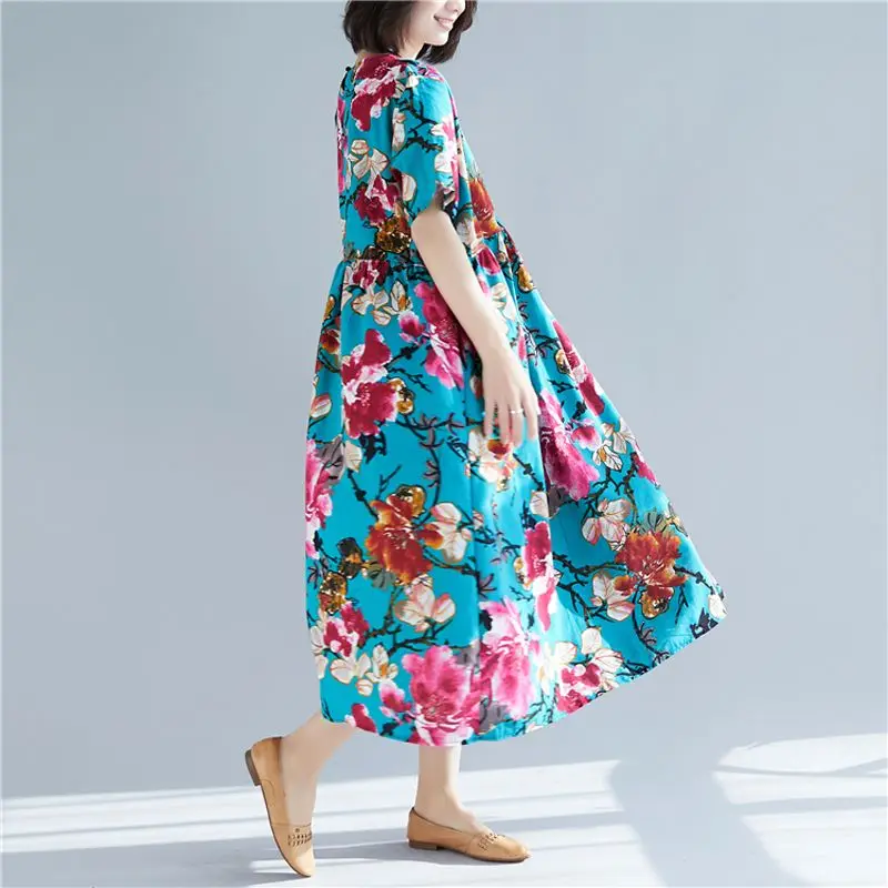 NYFS летнее платье 2020 Новое винтажное свободное хлопковое льняное длинное Vestidos Elbise