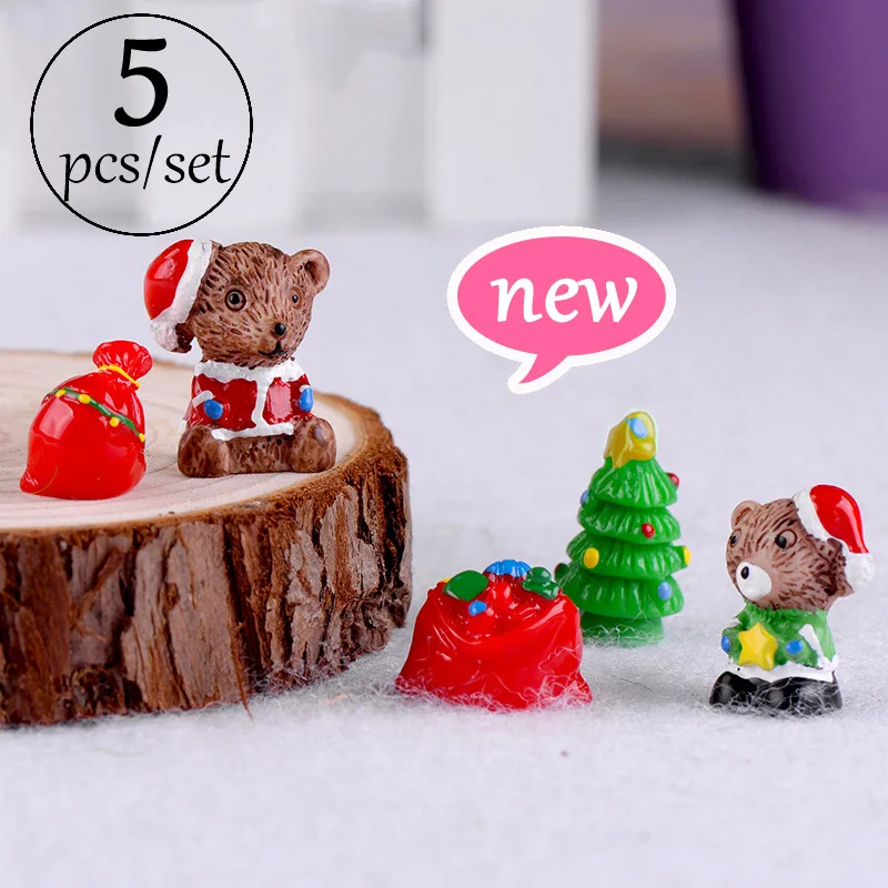 a set 5pcs BAIUFOR миниатюрная Рождественская елка Санта Клаус Снеговики Подарочная коробка Террариум аксессуары Волшебные садовые фигурки Кукольный дом Декор - Цвет: a set 5pcs