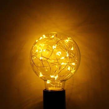 

LemonBest 0.8W Warm White Filament Copper Wire G80 LED Light Bulb E27 Base Ball Starry Decor Holiday Wedding Cafe Bar Party