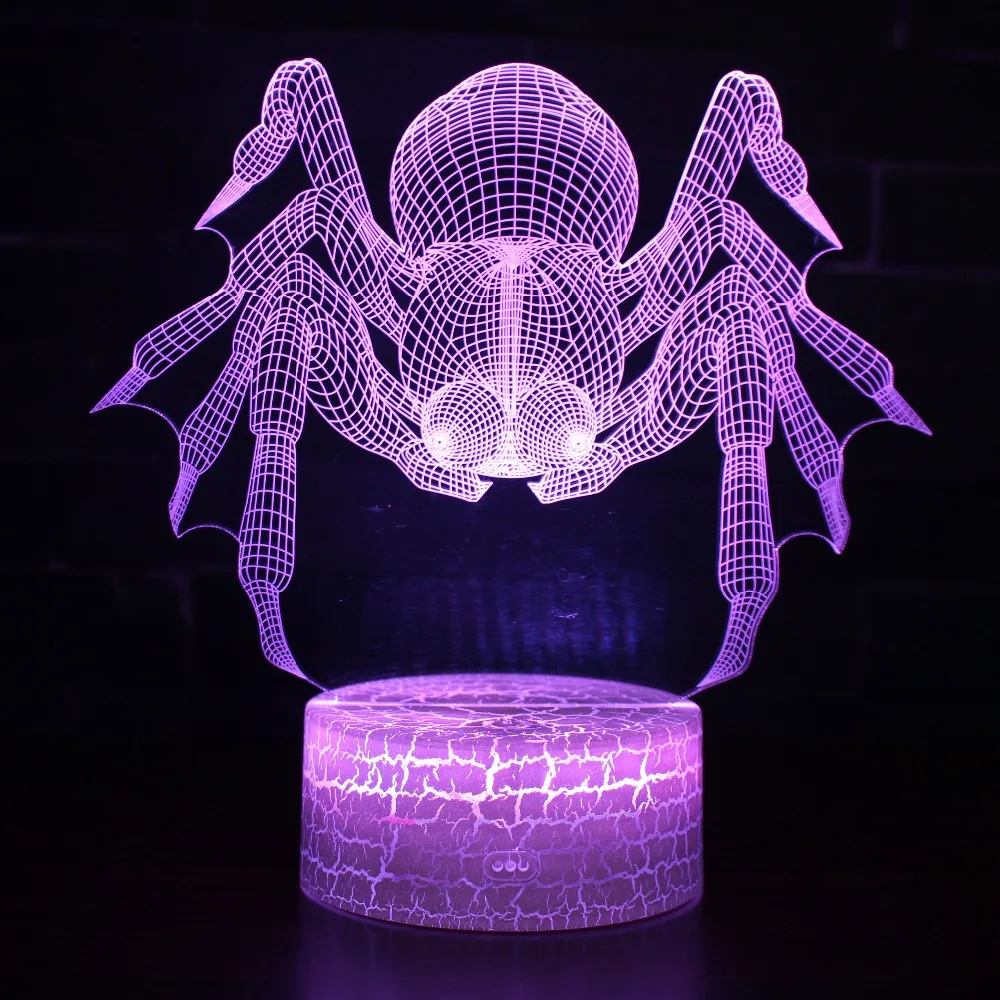 3D LED ночные огни паук рыбы свинья КИТ лягушка 7 цветов Изменение голограммы атмосферу Новинка лампа для украшения дома Иллюзия подарок