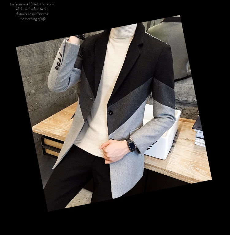 Streifen 3XL Trenchcoat Grün Wintermode Lichee666 Kontrast Einreiher Slim Patchwork Langen Männer Herren Von Mantel Großhandel Fit 2017 Grau Mantel kZuwTOPXi