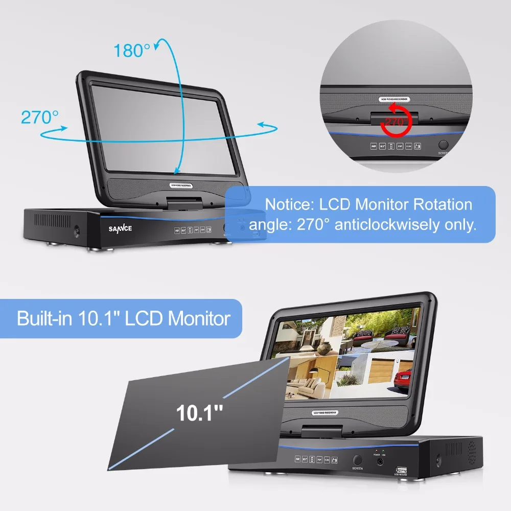 SANNCE 1" ЖК монитор 4CH DVR 720P CCTV система безопасности 2 шт 1.0MP 1200TVL уличная инфракрасная камера видеонаблюдения Комплекты видеонаблюдения