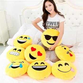 Funny Cute emoji pillow plush pillow coussin cojines emoji gato Round Cushion emoticonos smiley Pillows Stuffed Plush almofada