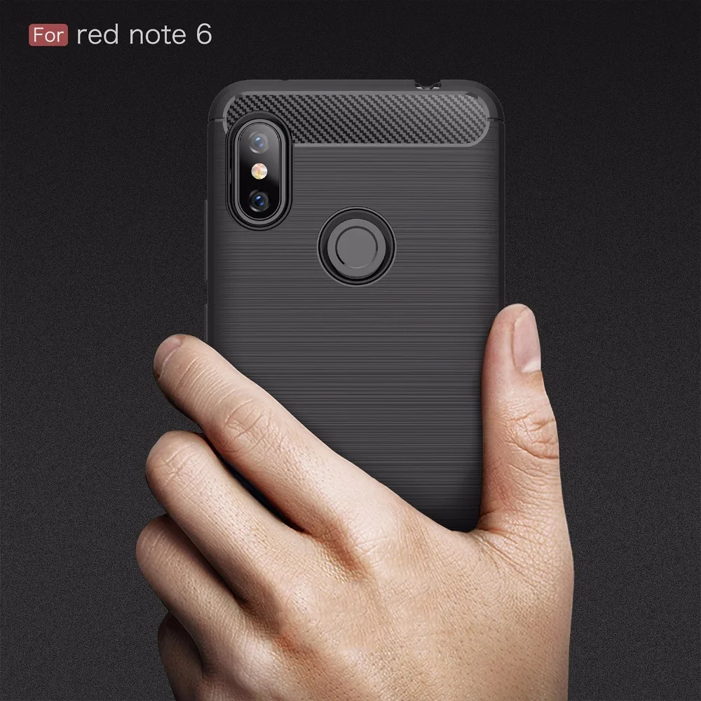 cheap Luxury Carbon Fiber Case For Xiaomi Redmi Note 6 Flexible TPU Drawing Grip Protective Cover Cases For Redmi Note6 Case Bag