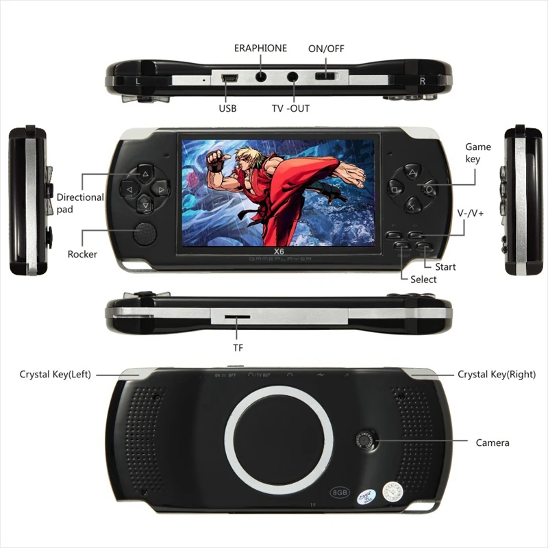 Coolbaby X6 детская портативная игровая приставка в игроков 8G 4,3 дюймов Mp4 видео Игровая приставка ТВ игровой плеер Поддержка для Камера видео