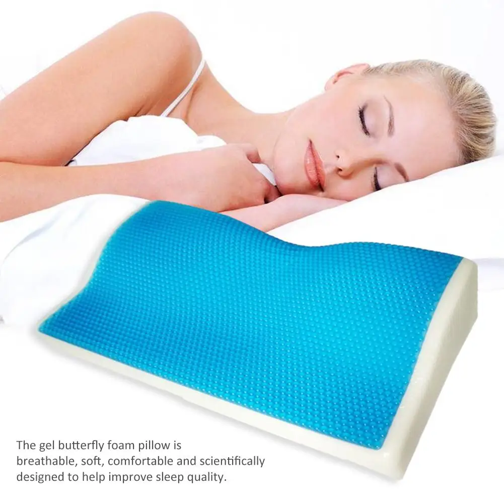 

1 Pcs Memory Foam Cool Gel Pillow Summer Ice-cool Anti-snore Neck Orthopedic butterfly silicone Sleep Pillow Cushion For Home
