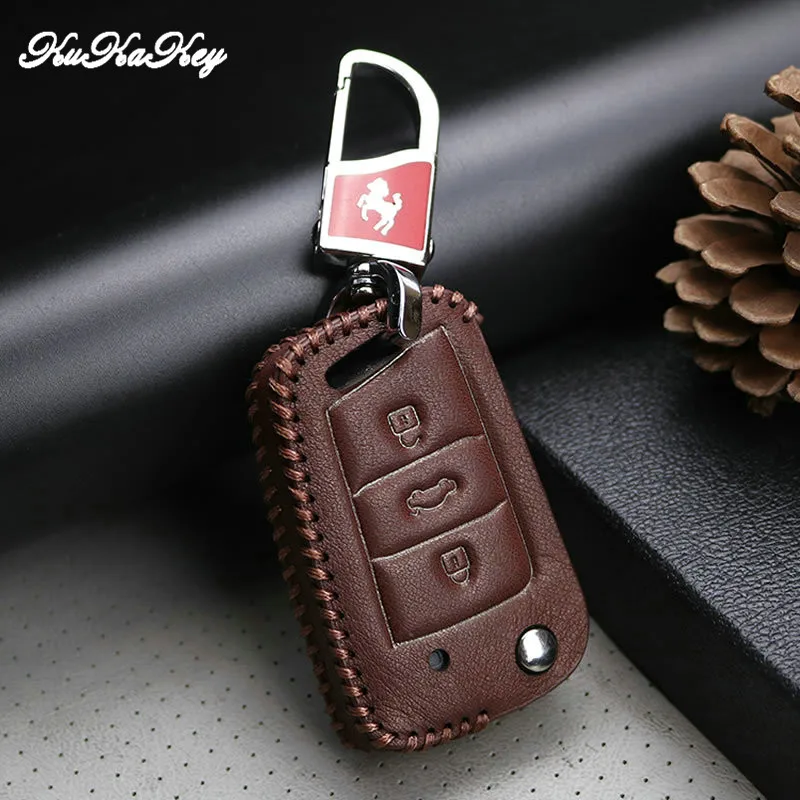 Kukakey кожаный чехол для ключей автомобиля держатель брелок Стайлинг VW 2016 7 Touran L Golf