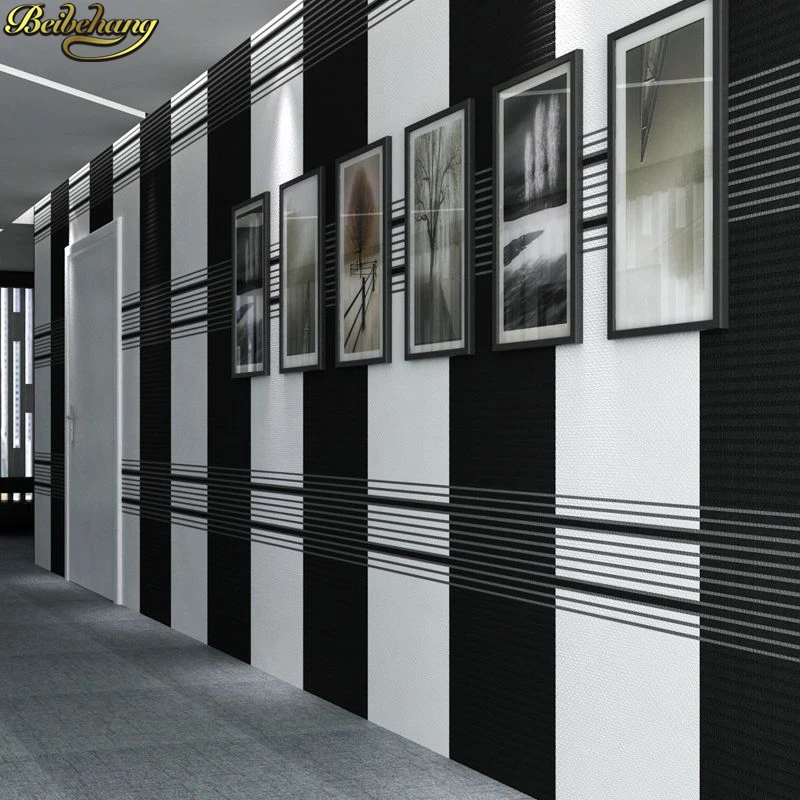 beibehang High-grade modern simple vertical striped black and white high-grade wallpaper bedroom living room TV backdrop wall backdrop large size oudoor p3 91 high quality video screen 500 1000mm for rental led display panel