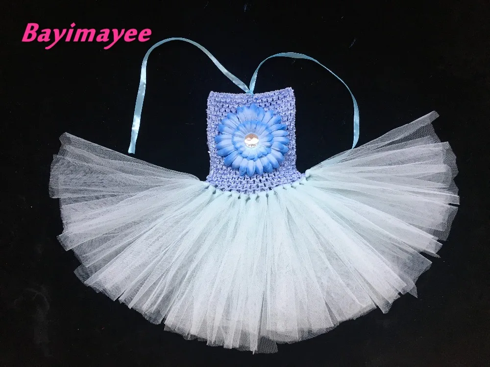 Разноцветное платье для малышей Недорогое Платье с фатиновой юбкой «кроше» для маленьких девочек балетное платье-пачка с 4 дюймовым цветком ромашки, праздничное платье для новорожденных, 1 предмет